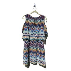 Rabbit Rabbit Rabbit Size 10 Cold Shoulder Aztec/Southwestern Print Dress